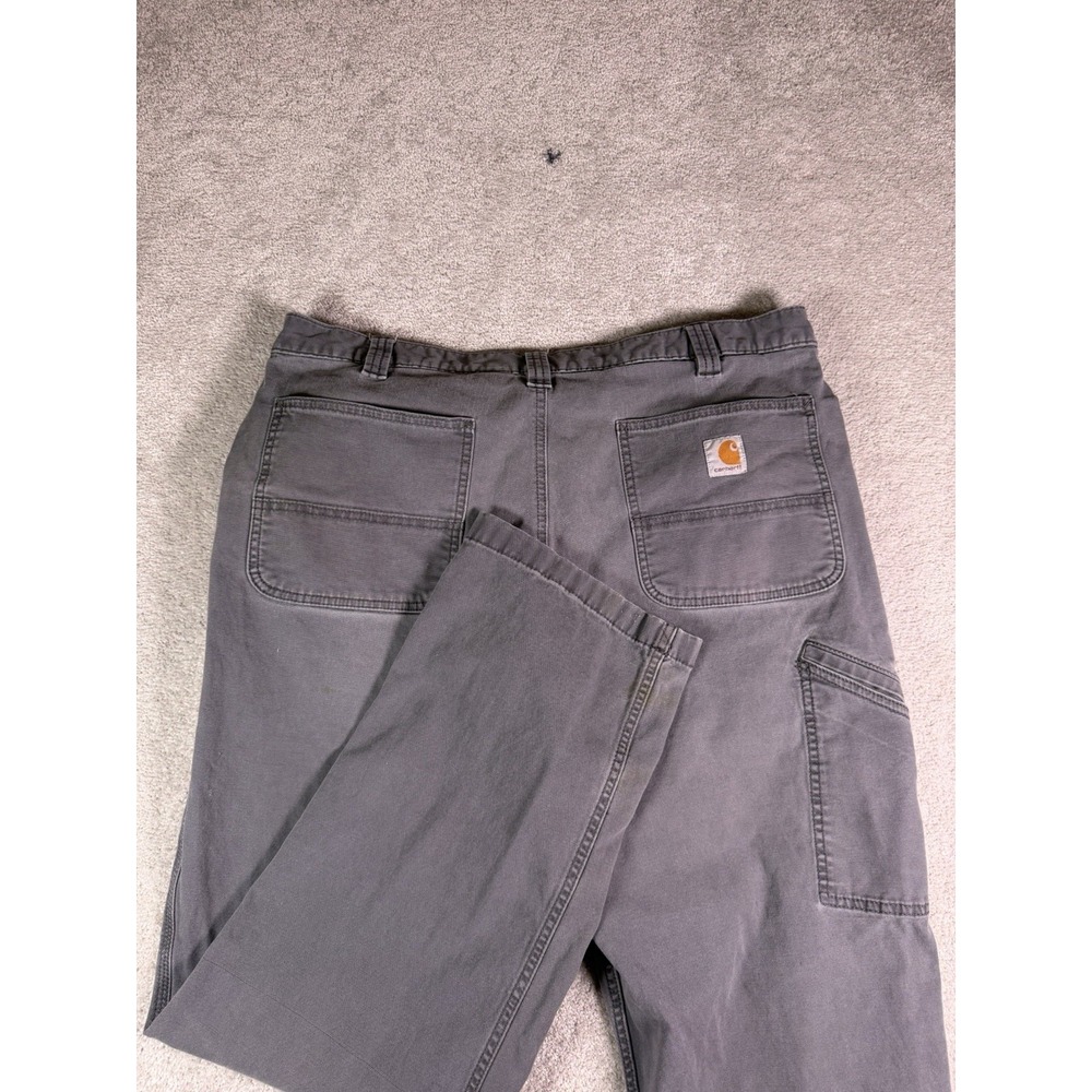 Carhartt Pants Mens 38x32 IRR Gray Rugged Flex Relaxed Fit Canvas Work-* BN2291
